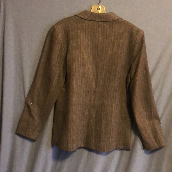 Vintage grey/burgundy slightly fitted fully lined wool blazer size 12 - Picture 7 of 7